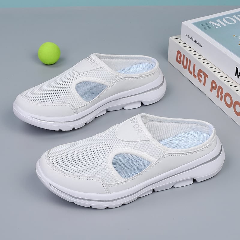 Men's Backless Mesh Sneakers with Padded Collar and Flexible Sole
