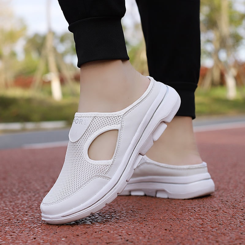 Men's Backless Mesh Sneakers with Padded Collar and Flexible Sole