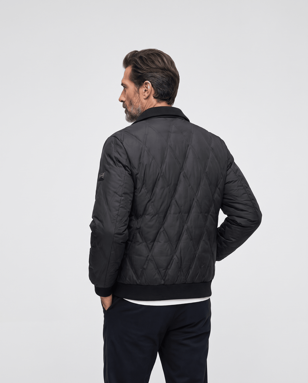 Duck Down Puffer Jacket – Diamond Quilted, Ribbed Collar & Snap Front | Warren
