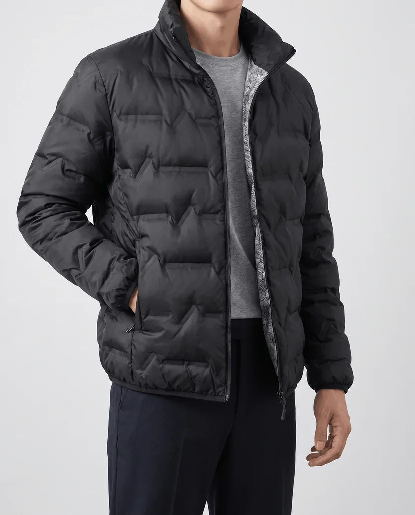 Quilted Duck Down Puffer Jacket – Stand Collar, Zip Front and Elasticized Cuffs | Lucian