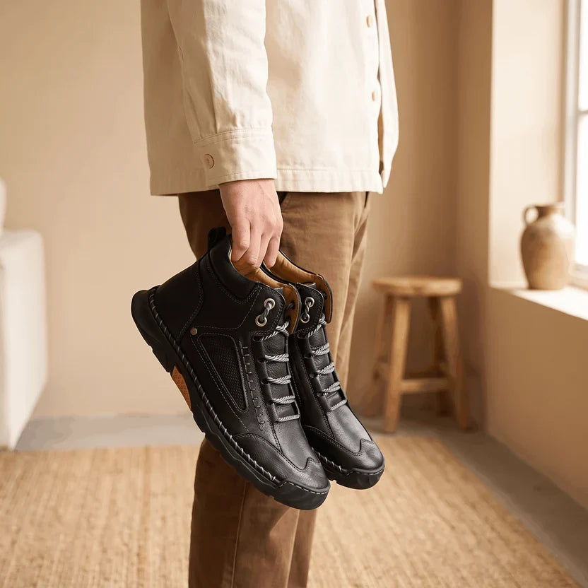 Wide Toe Box Hiking Boots – Vegan Leather, Lug Sole & Lace-Up | Tobias