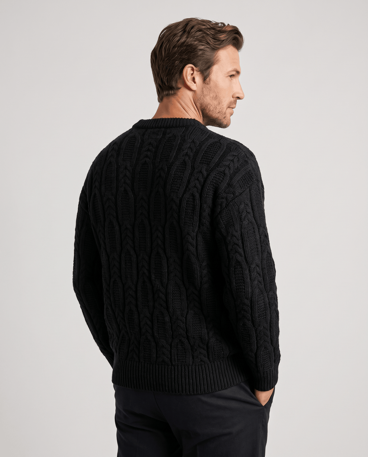 Braided Cable-Knit Crew Neck Sweater – Wool-Blend Knit, Relaxed Fit & Ribbed Trim | Nils