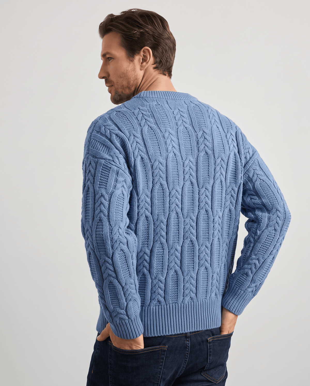 Braided Cable-Knit Crew Neck Sweater – Wool-Blend Knit, Relaxed Fit & Ribbed Trim | Nils