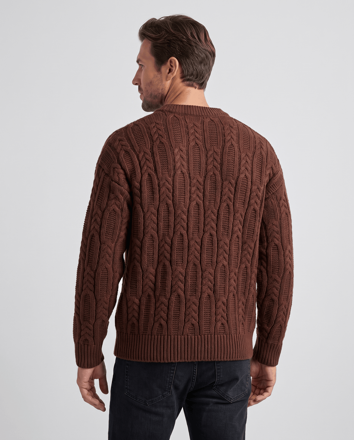 Braided Cable-Knit Crew Neck Sweater – Wool-Blend Knit, Relaxed Fit & Ribbed Trim | Nils