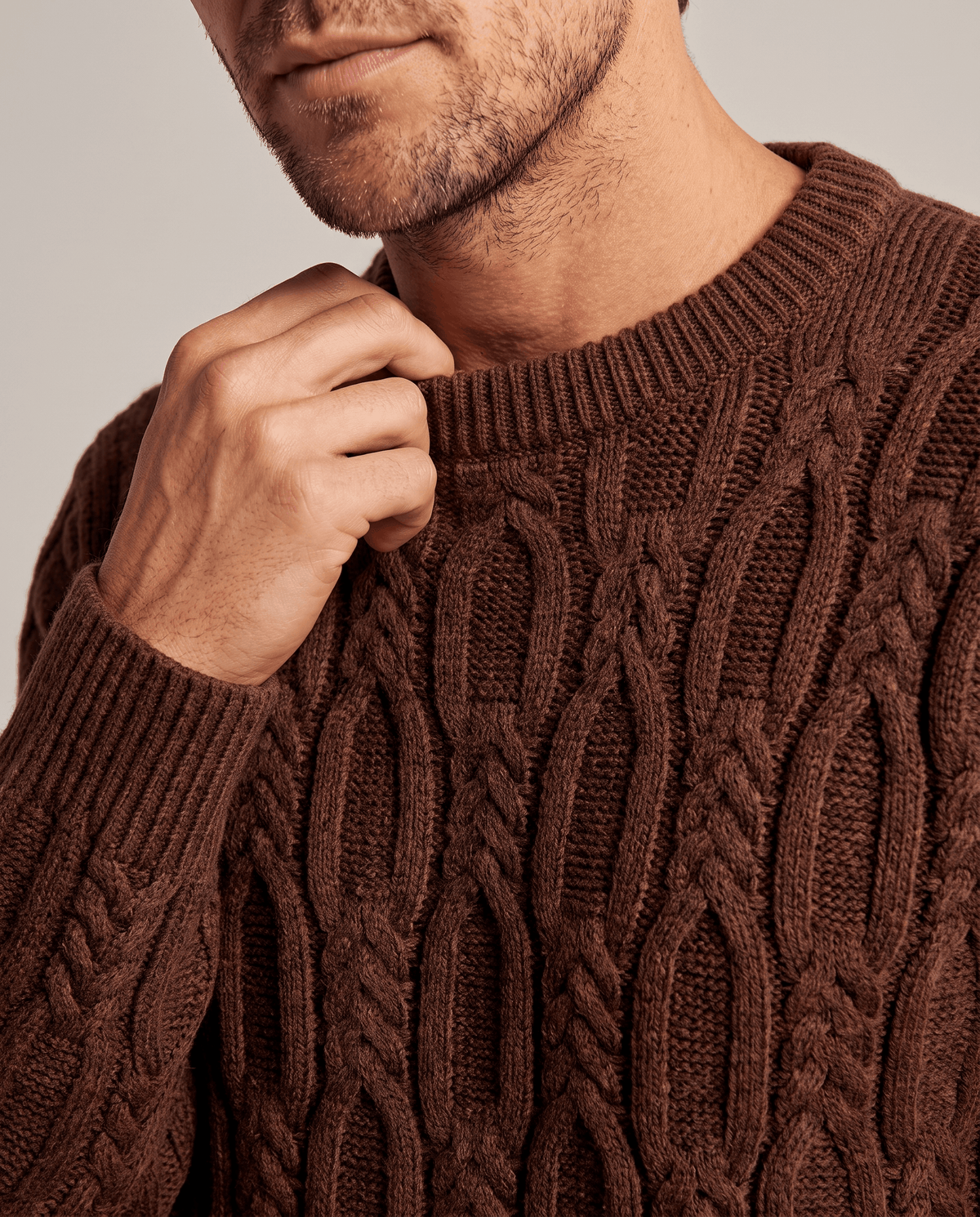 Braided Cable-Knit Crew Neck Sweater – Wool-Blend Knit, Relaxed Fit & Ribbed Trim | Nils