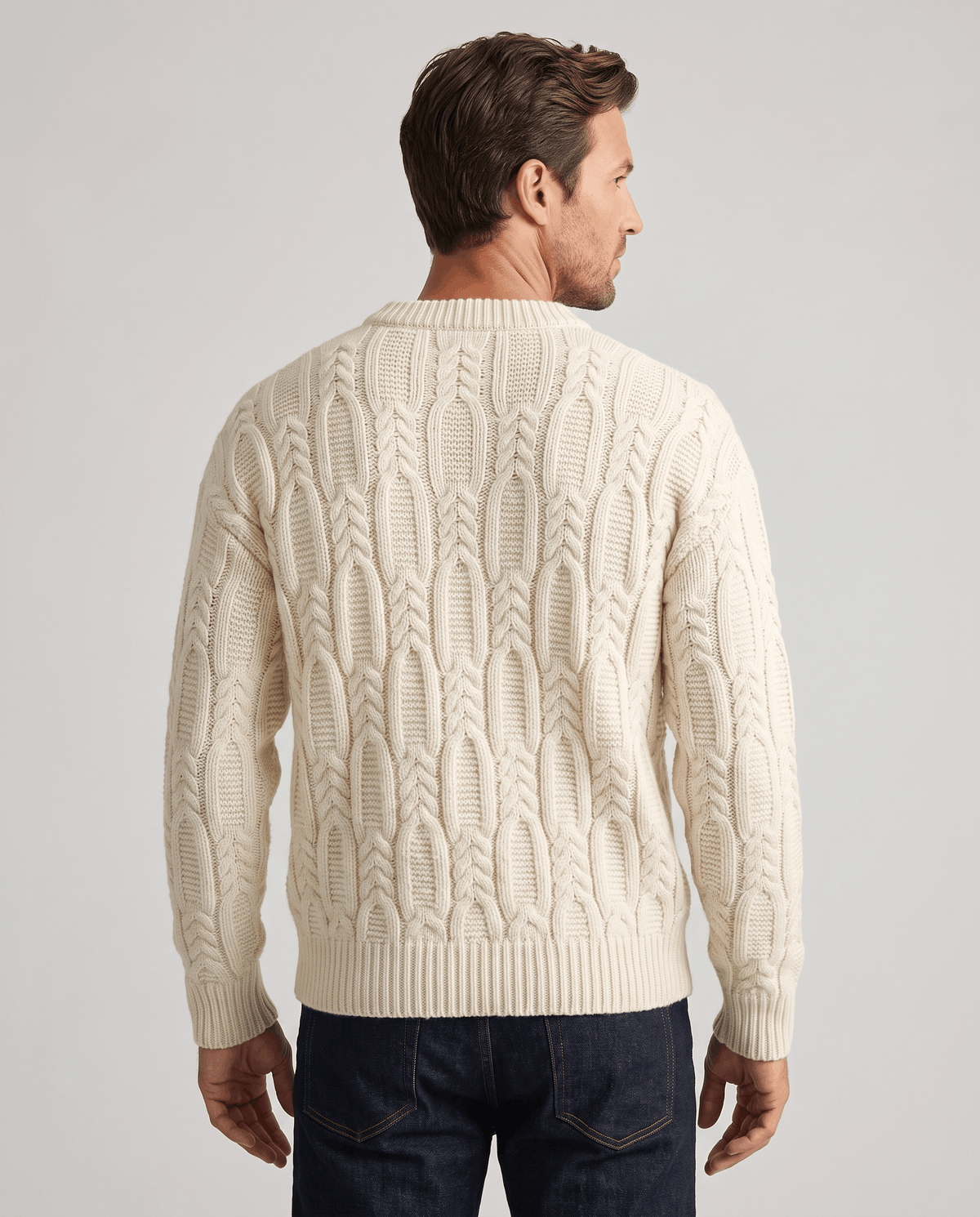 Braided Cable-Knit Crew Neck Sweater – Wool-Blend Knit, Relaxed Fit & Ribbed Trim | Nils