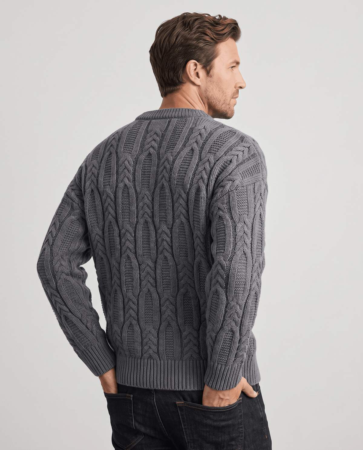 Braided Cable-Knit Crew Neck Sweater – Wool-Blend Knit, Relaxed Fit & Ribbed Trim | Nils