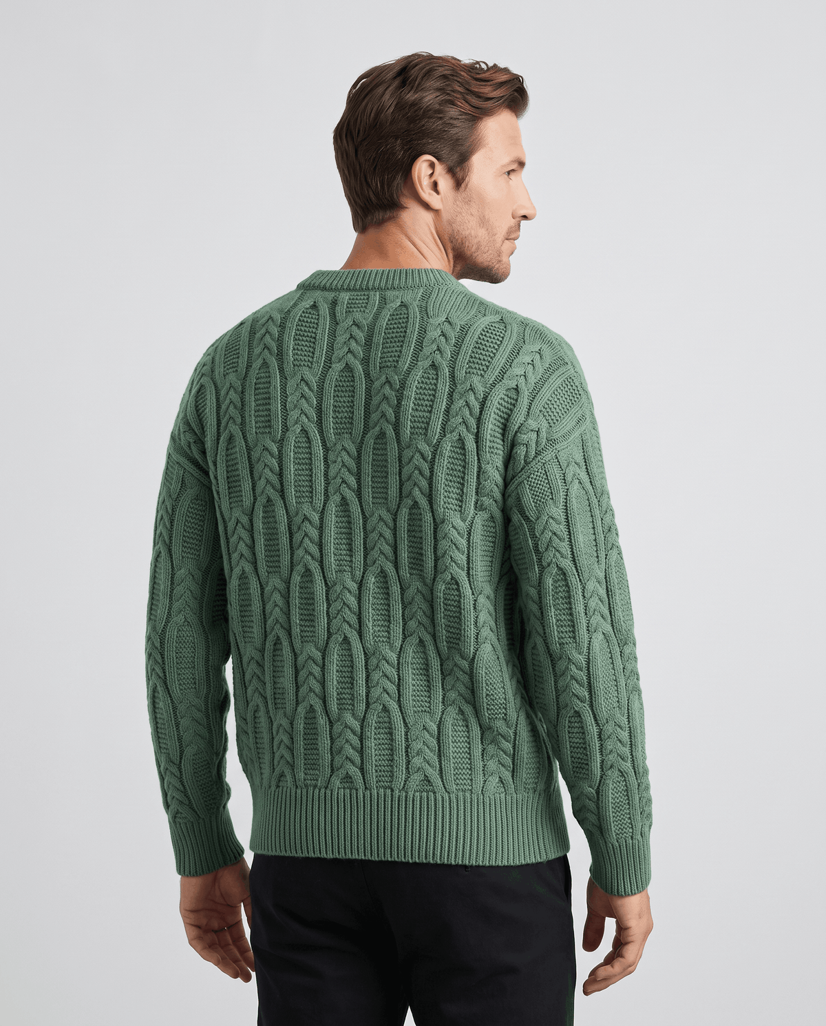 Braided Cable-Knit Crew Neck Sweater – Wool-Blend Knit, Relaxed Fit & Ribbed Trim | Nils