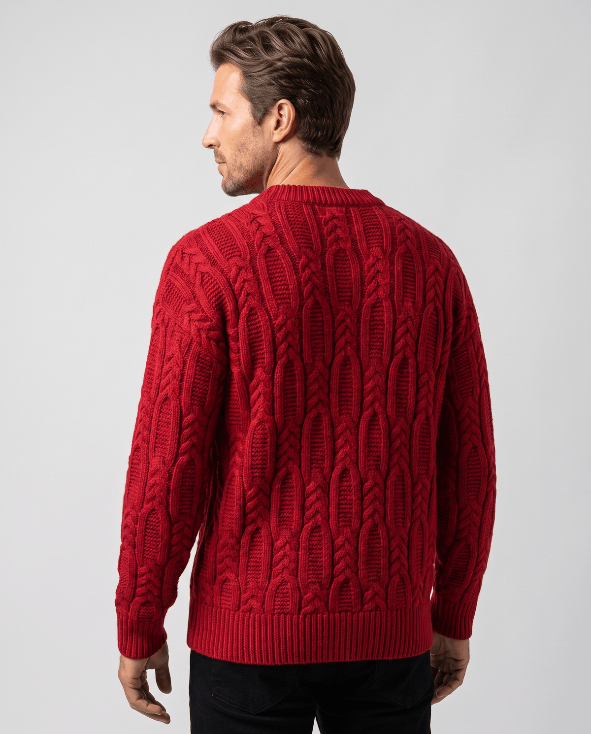 Braided Cable-Knit Crew Neck Sweater – Wool-Blend Knit, Relaxed Fit & Ribbed Trim | Nils