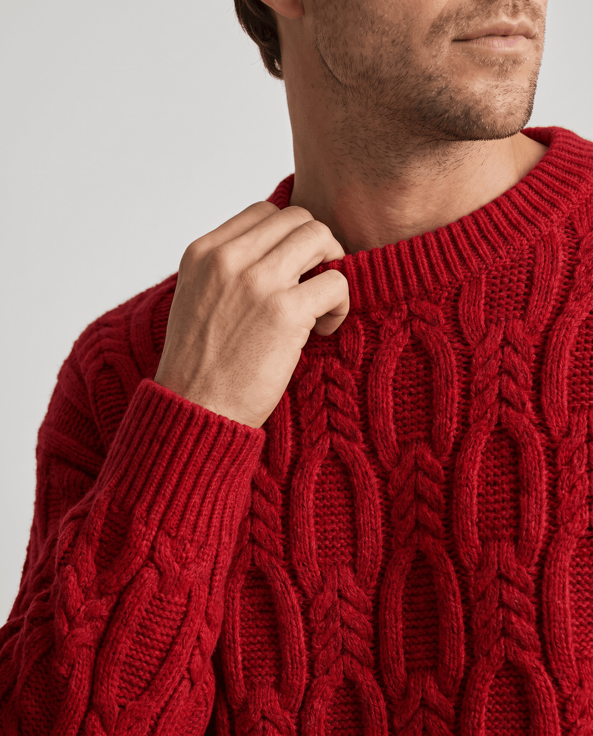 Braided Cable-Knit Crew Neck Sweater – Wool-Blend Knit, Relaxed Fit & Ribbed Trim | Nils