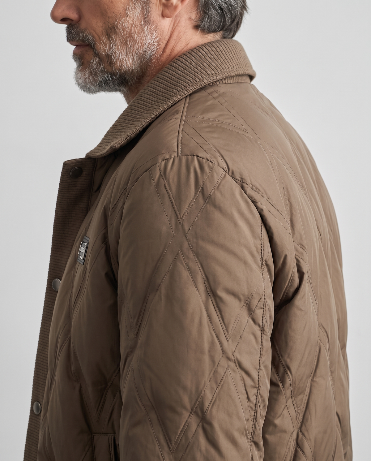 Duck Down Puffer Jacket – Diamond Quilted, Ribbed Collar & Snap Front | Warren