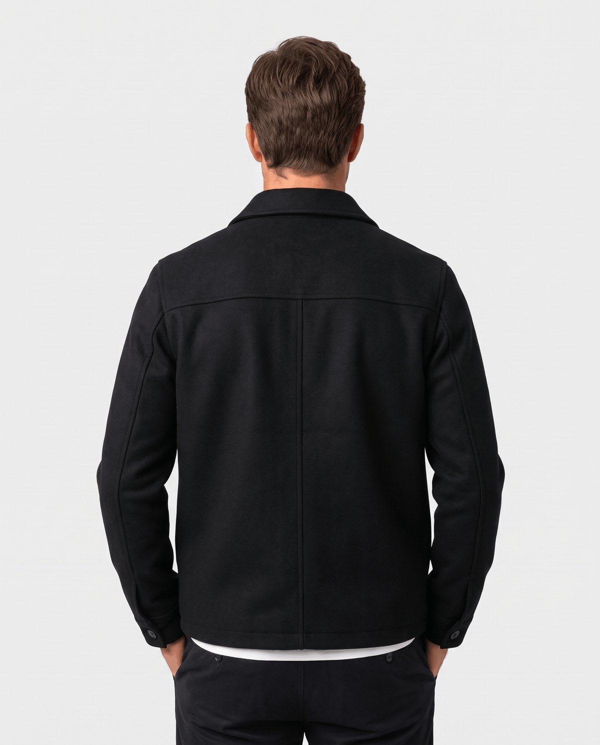 Brushed Wool-Blend Jacket – Button Front, Point Collar & Patch Pockets | Fulvio