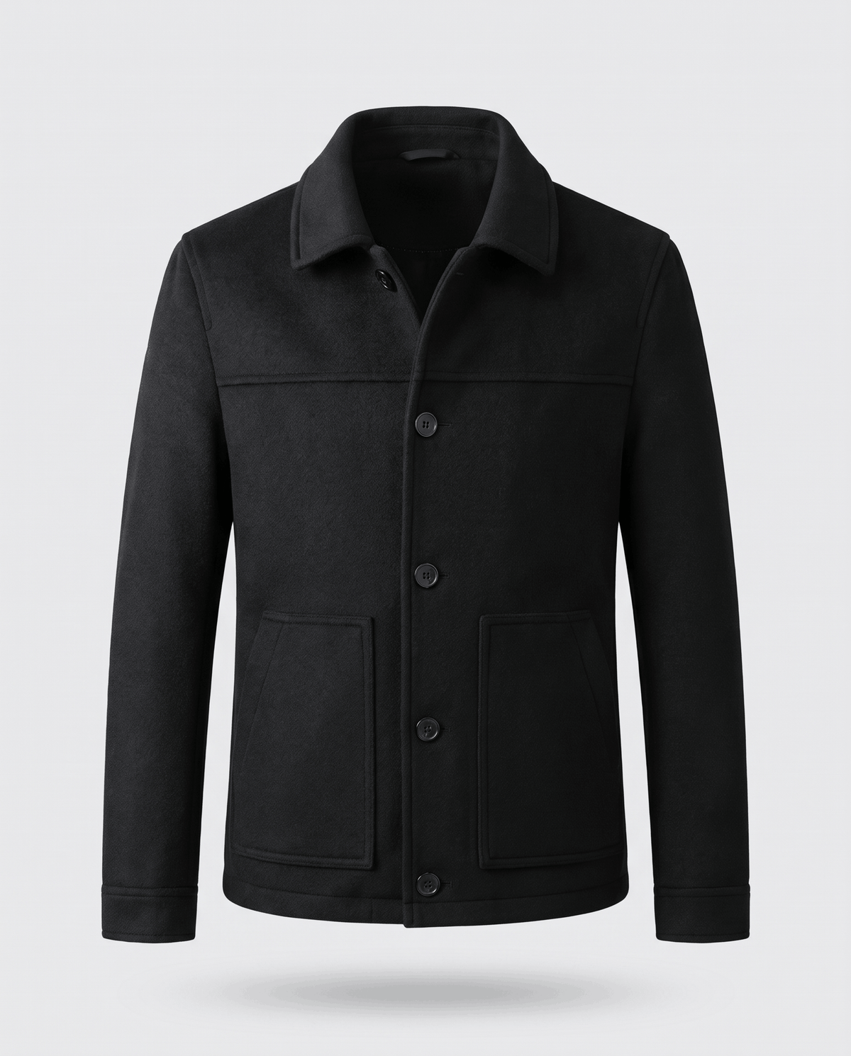 Brushed Wool-Blend Jacket – Button Front, Point Collar & Patch Pockets | Fulvio