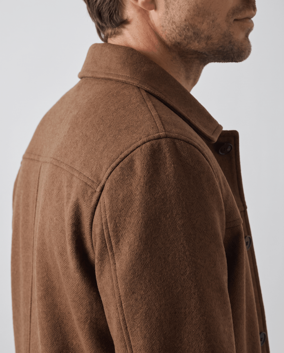 Brushed Wool-Blend Jacket – Button Front, Point Collar & Patch Pockets | Fulvio