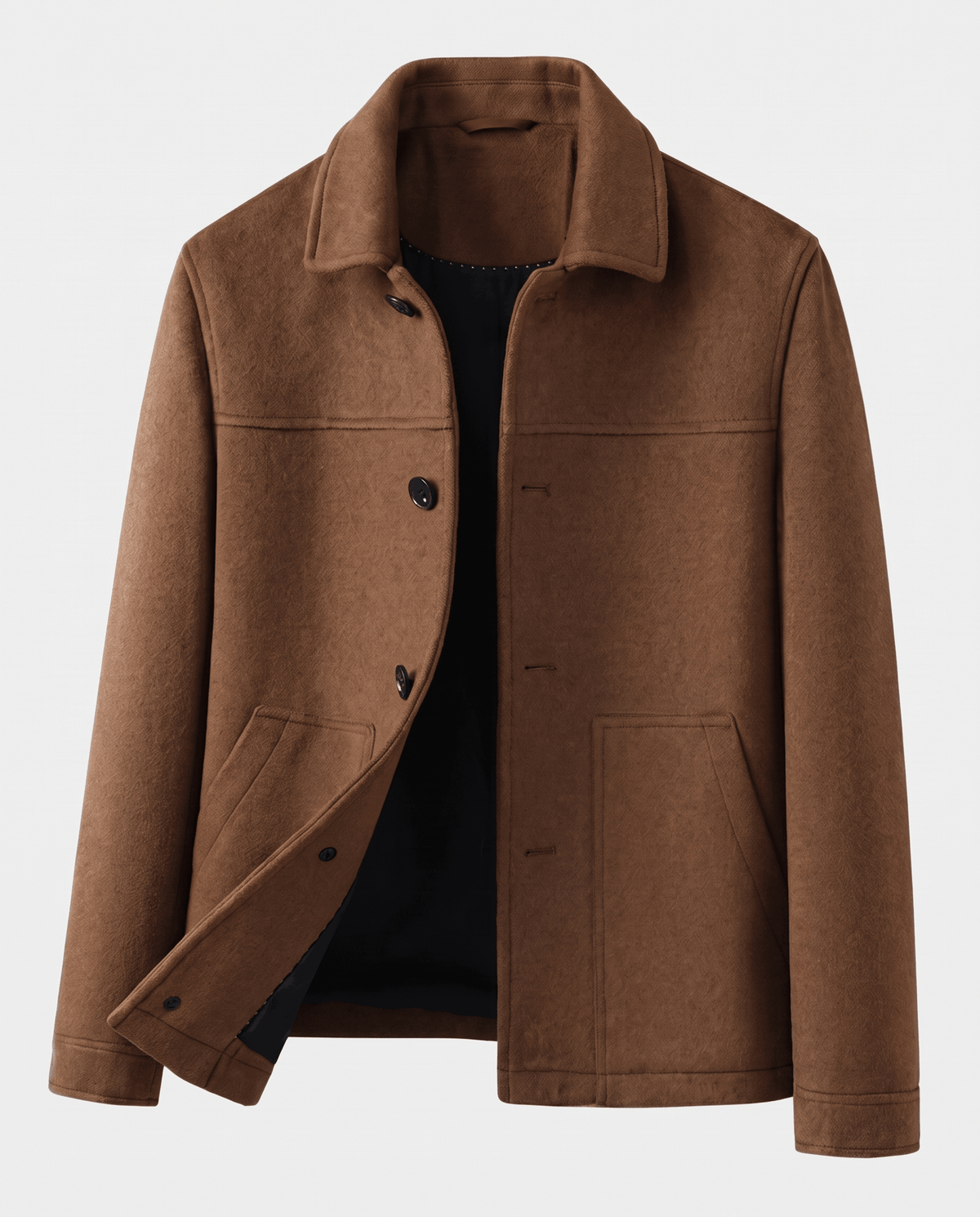 Brushed Wool-Blend Jacket – Button Front, Point Collar & Patch Pockets | Fulvio