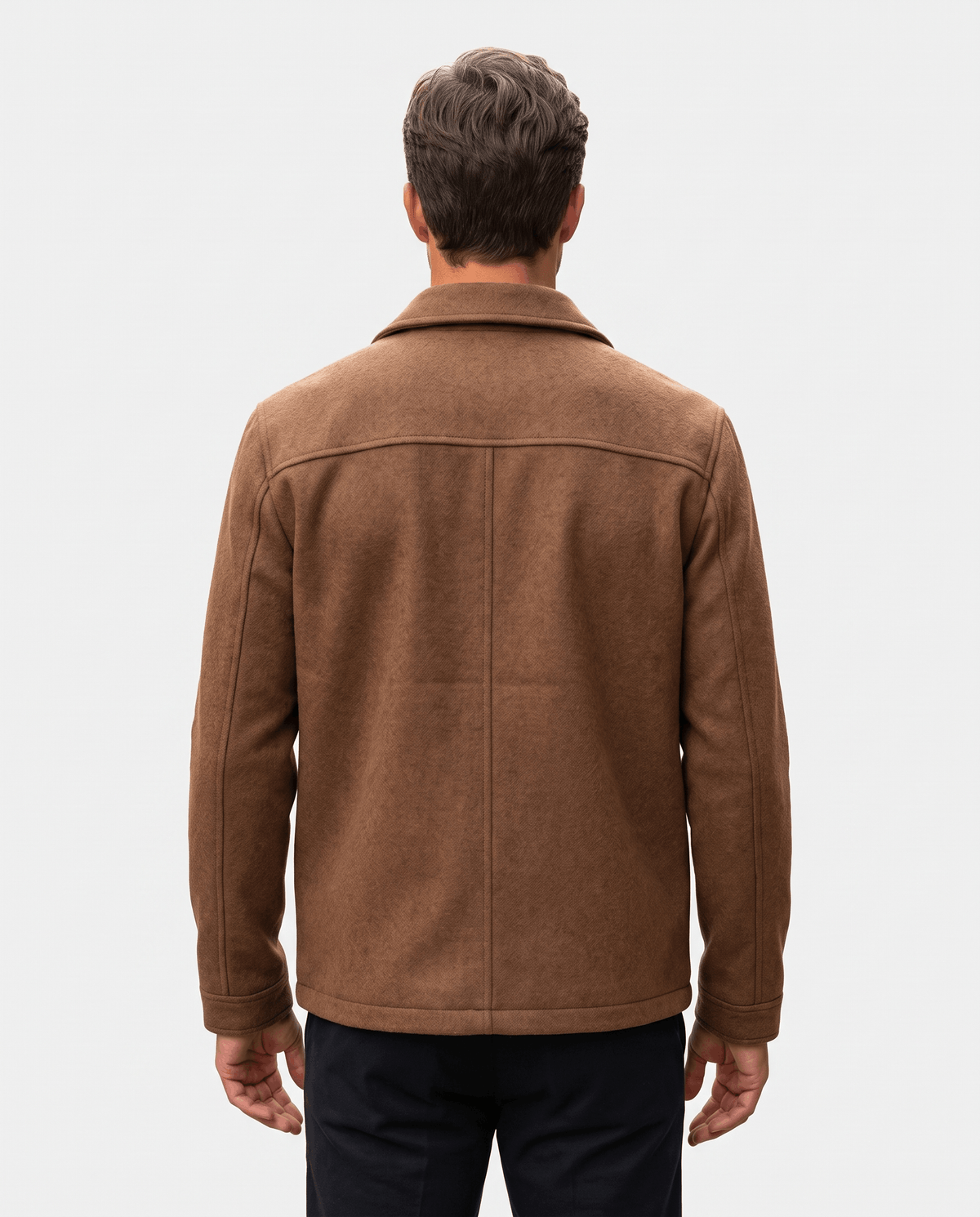 Brushed Wool-Blend Jacket – Button Front, Point Collar & Patch Pockets | Fulvio