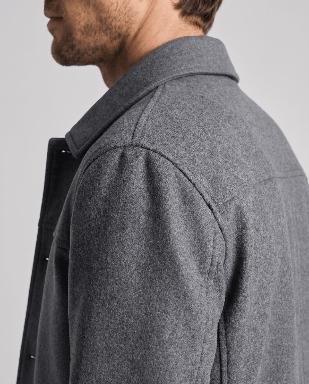 Brushed Wool-Blend Jacket – Button Front, Point Collar & Patch Pockets | Fulvio