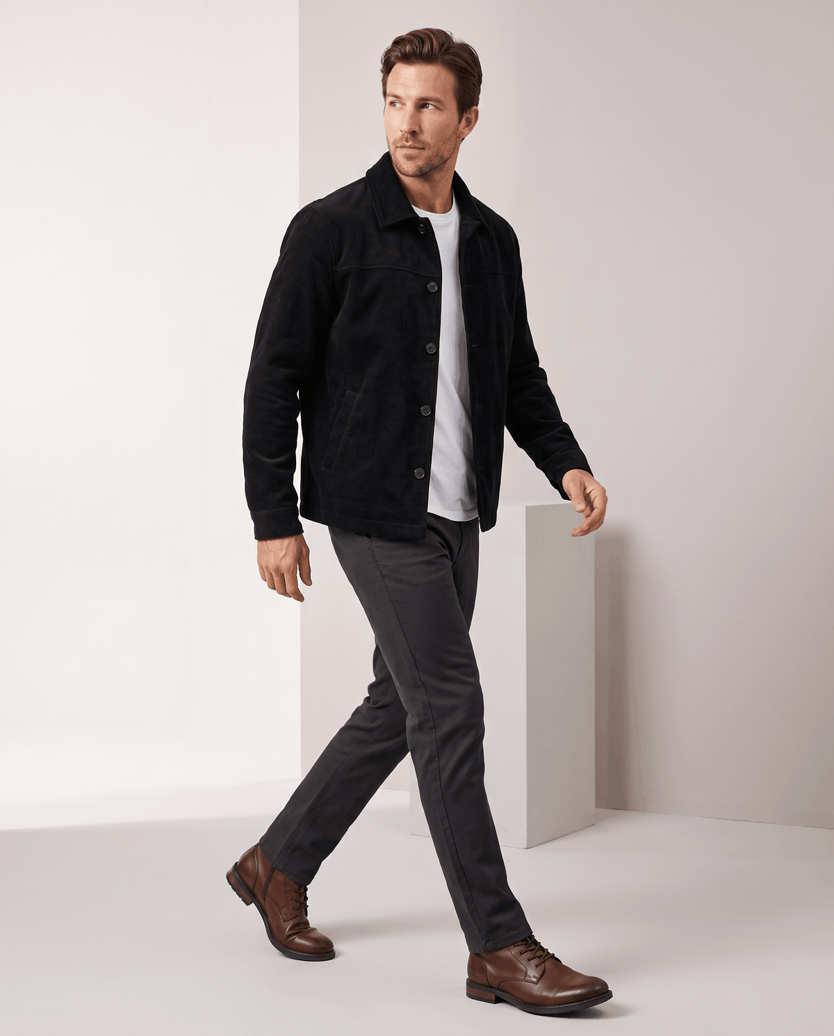 Brushed Wool-Blend Jacket – Button Front, Point Collar & Patch Pockets | Fulvio