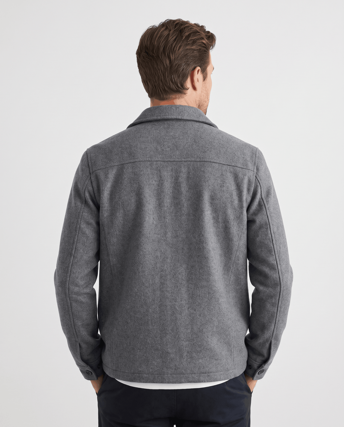 Brushed Wool-Blend Jacket – Button Front, Point Collar & Patch Pockets | Fulvio