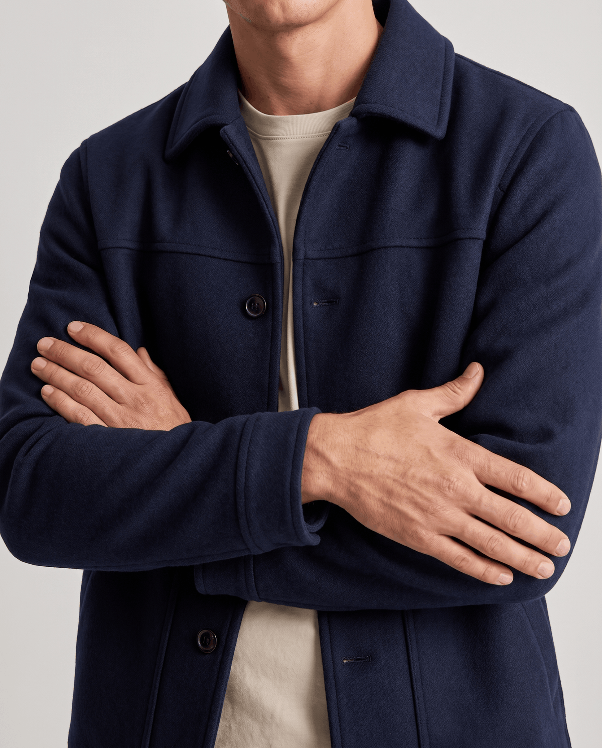 Brushed Wool-Blend Jacket – Button Front, Point Collar & Patch Pockets | Fulvio
