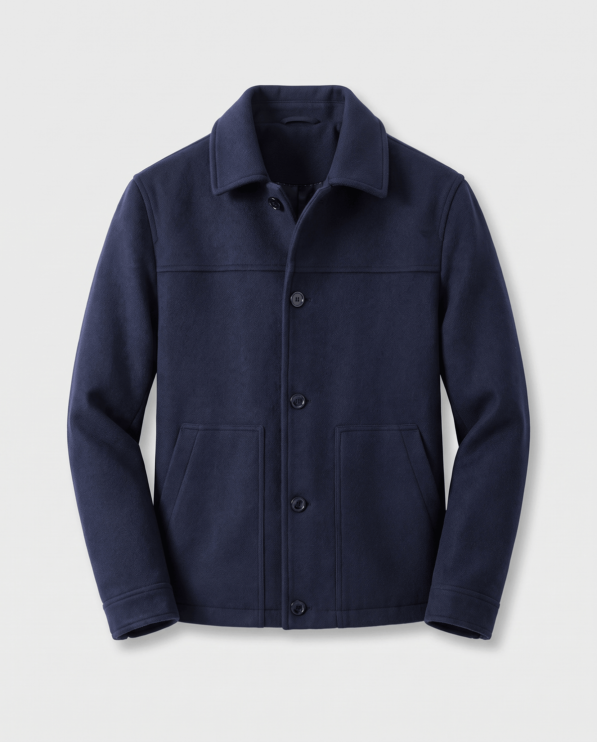 Brushed Wool-Blend Jacket – Button Front, Point Collar & Patch Pockets | Fulvio