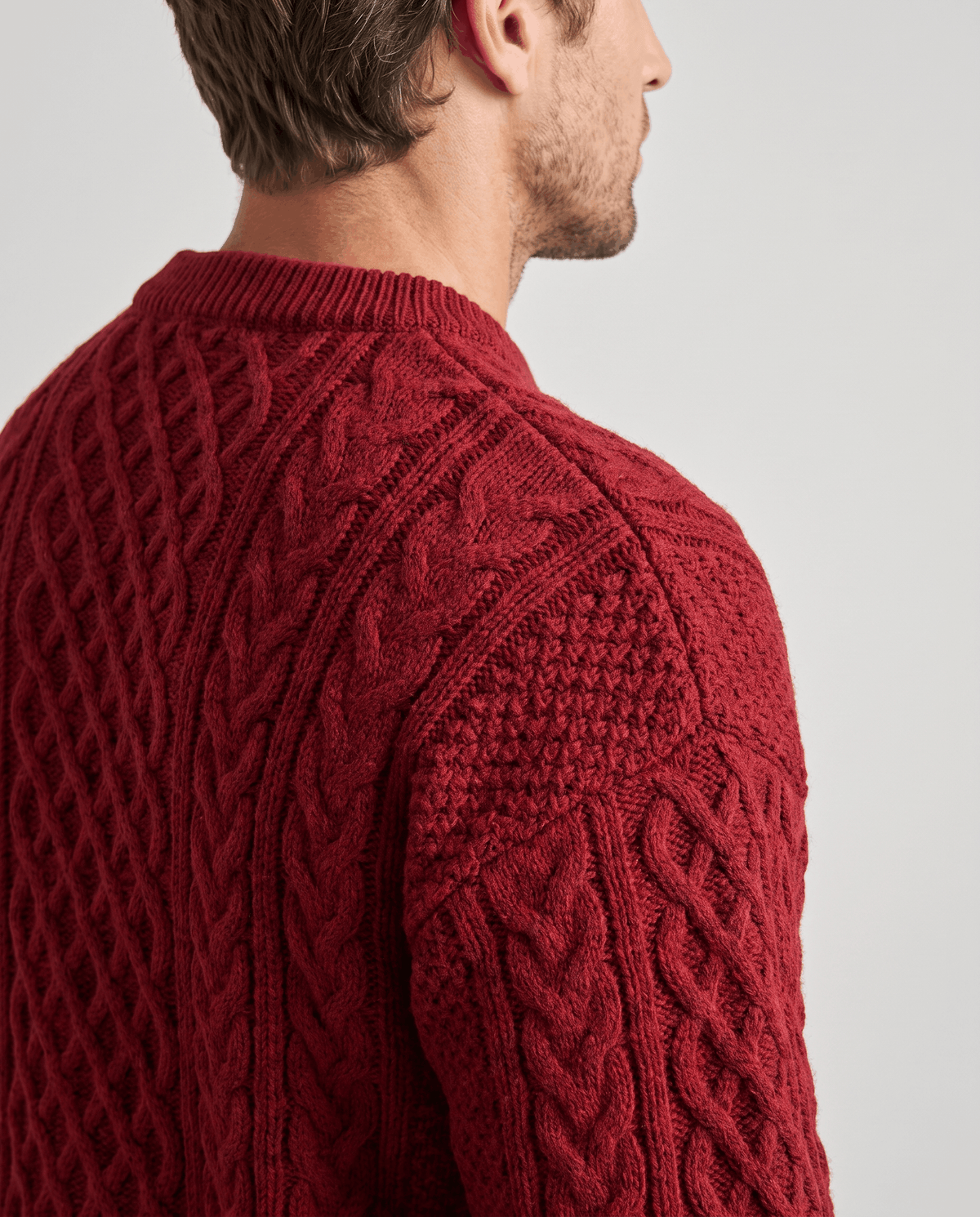 Chunky Cable-Knit Crew Neck Sweater – Fisherman Diamond Pattern, Ribbed Trim & Regular Fit | Anton