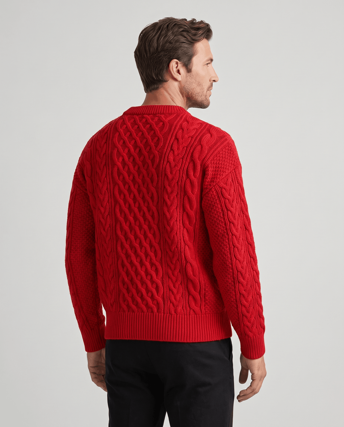 Chunky Cable-Knit Crew Neck Sweater – Fisherman Diamond Pattern, Ribbed Trim & Regular Fit | Anton