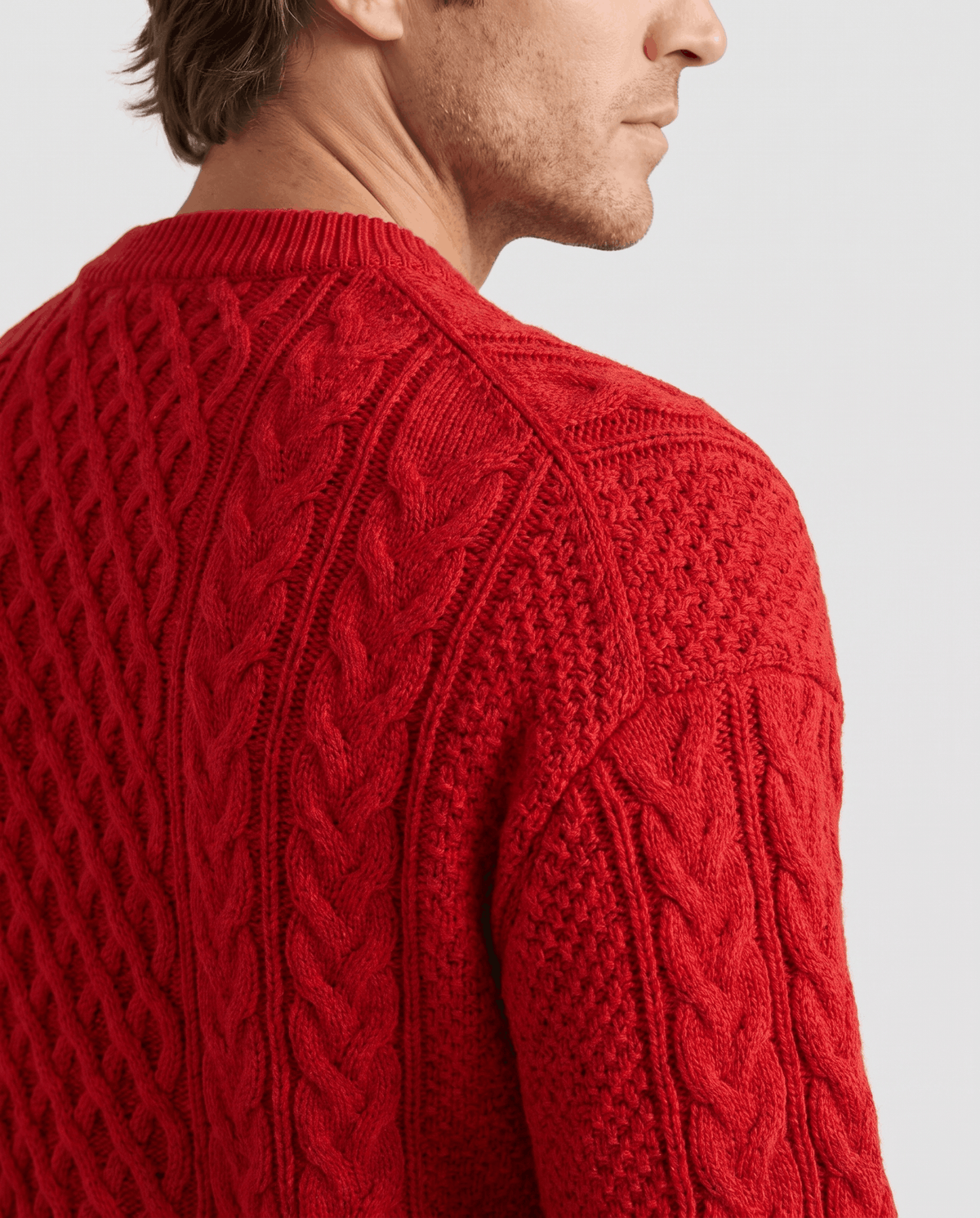 Chunky Cable-Knit Crew Neck Sweater – Fisherman Diamond Pattern, Ribbed Trim & Regular Fit | Anton