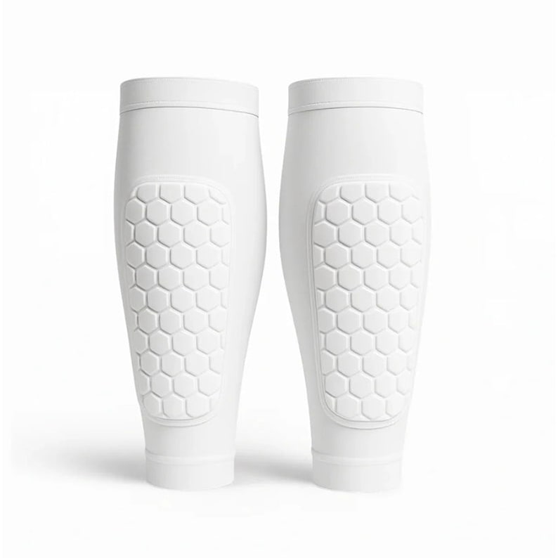 Shin Guard Sleeves with Honeycomb Foam Padding and Calf Compression Support