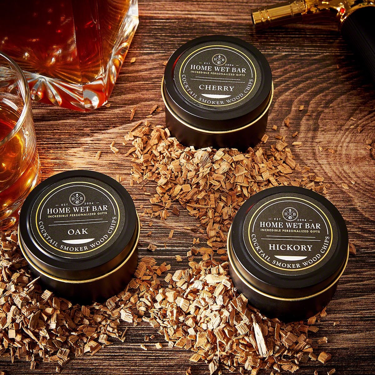 Cocktail Wood Chips Smoking Set with Oak Cherry and Hickory