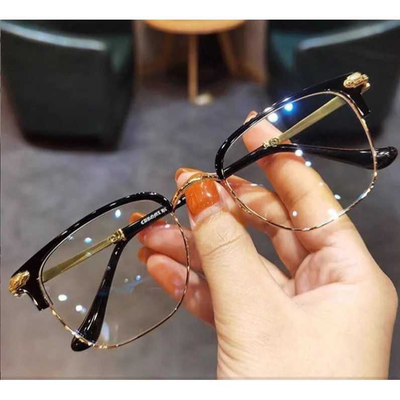 Men's Computer Reading Glasses with Light Blocking and Half-Rim Frame