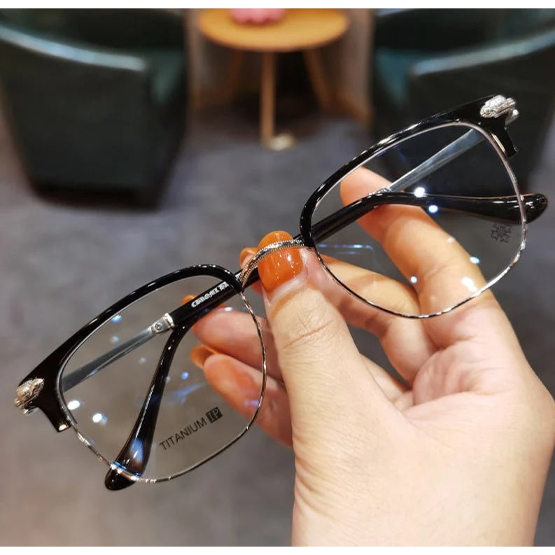 Men's Computer Reading Glasses with Light Blocking and Half-Rim Frame