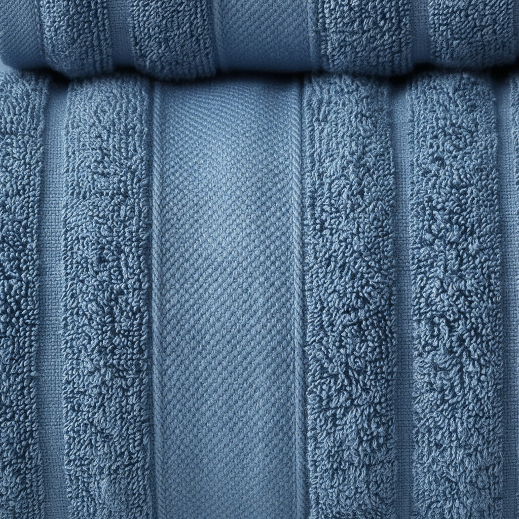 Cotton Terry Bath Towel Set for Bathroom with Ribbed Texture Three Piece