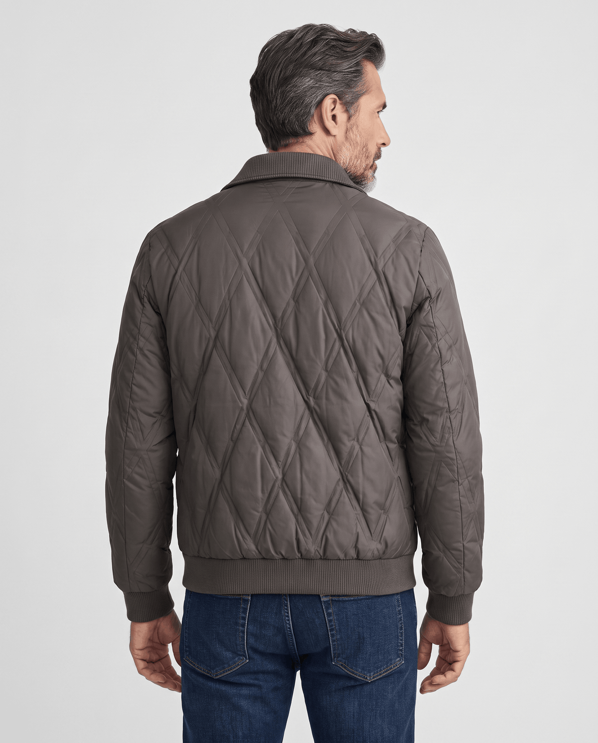Duck Down Puffer Jacket – Diamond Quilted, Ribbed Collar & Snap Front | Warren