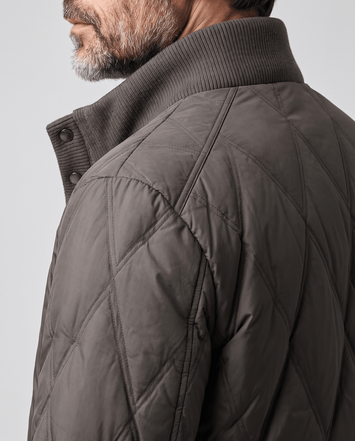 Duck Down Puffer Jacket – Diamond Quilted, Ribbed Collar & Snap Front | Warren