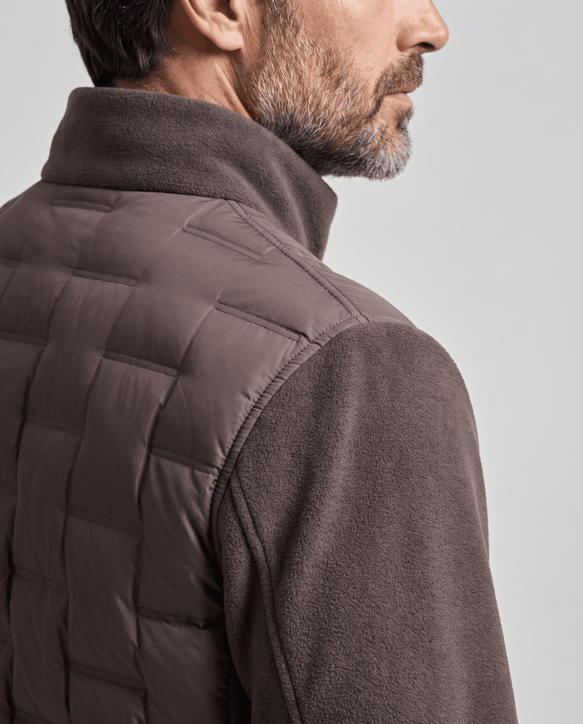 Hybrid Puffer Jacket – Quilted Body, Fleece Sleeves & Stand Collar | Emilio