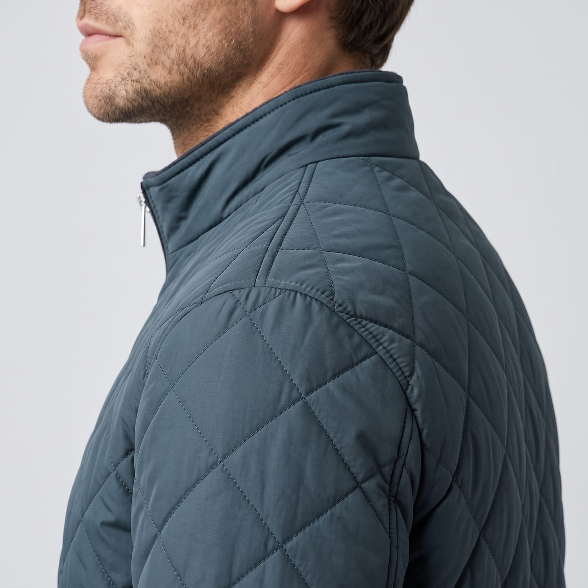 Diamond-Quilted Bomber Jacket – Stand Collar, Ribbed Trim & Zip Pockets | Marlow