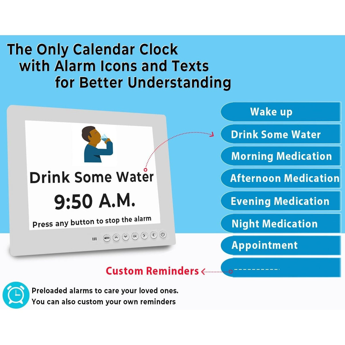 Digital Clock Seconds Electronic Wall Calendar Day with Large Display and Remote for Seniors