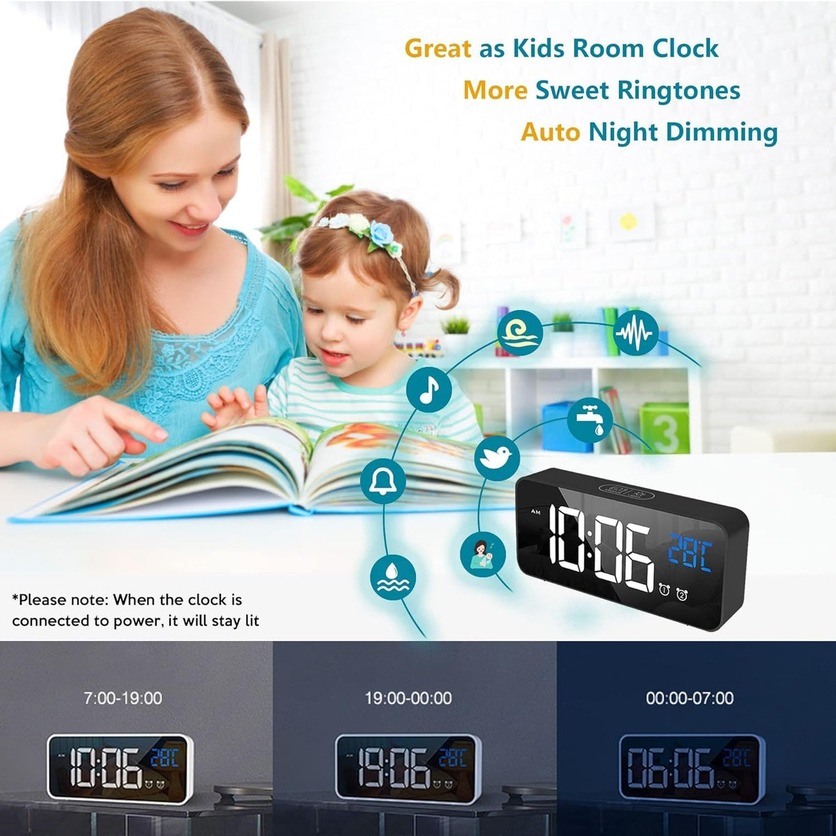 Digital Clock Seconds Electronic Wall Calendar Day with Large Display and Remote for Seniors