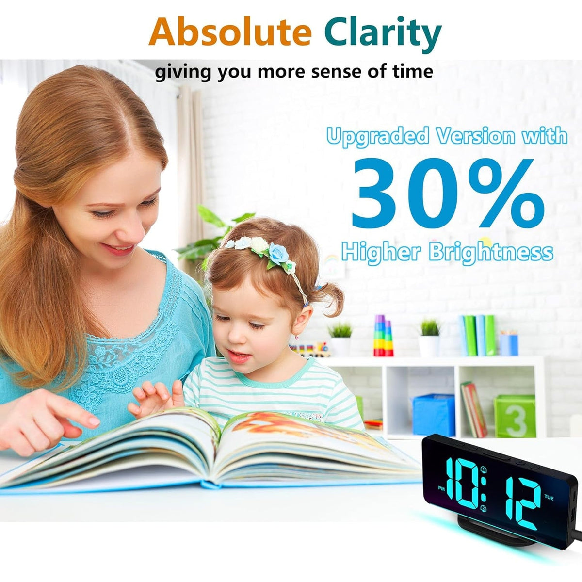 Digital Clock Seconds Electronic Wall Calendar Day with Large Display and Remote for Seniors