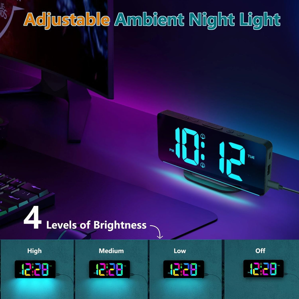 Digital Clock Seconds Electronic Wall Calendar Day with Large Display and Remote for Seniors