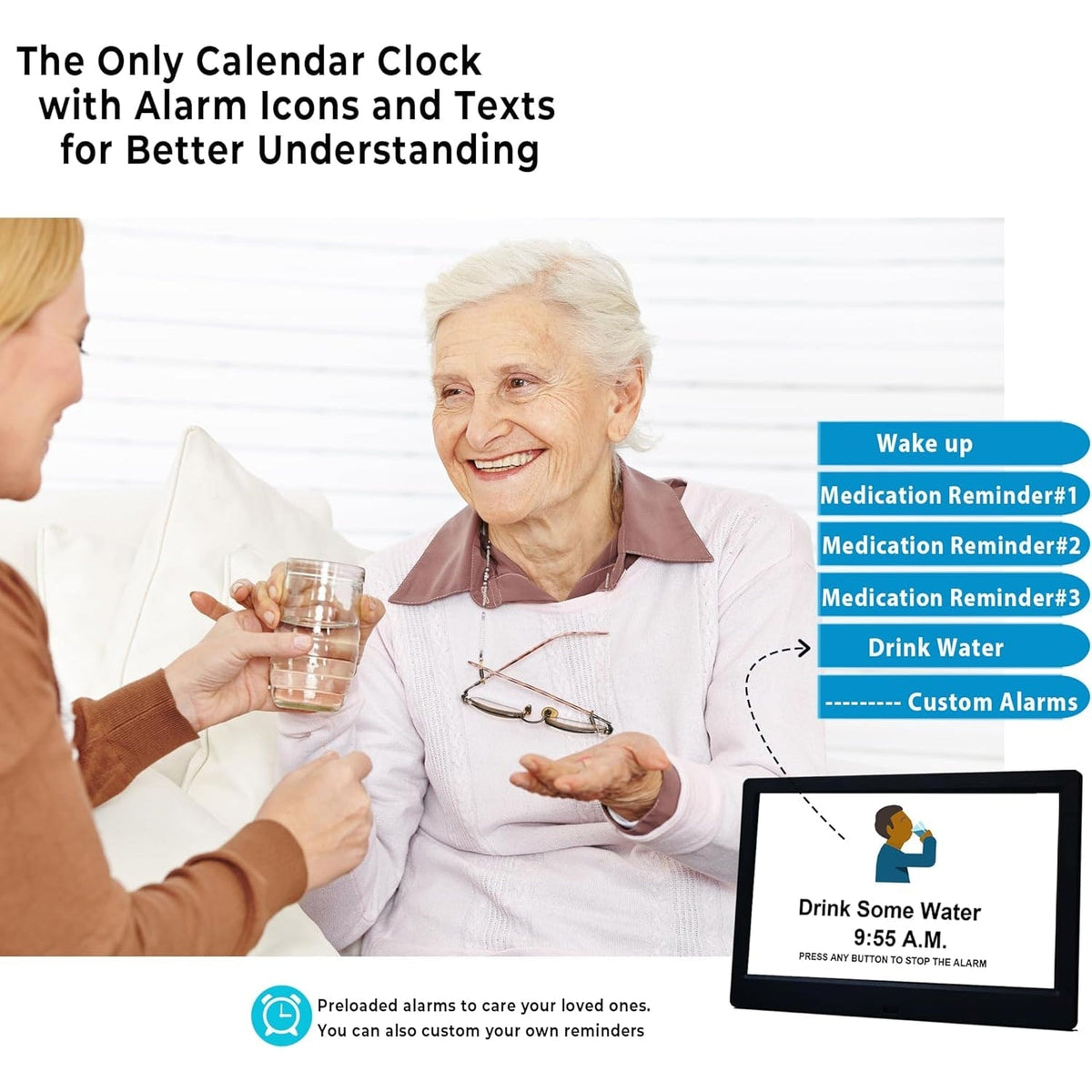 Digital Clock Seconds Electronic Wall Calendar Day with Large Display and Remote for Seniors