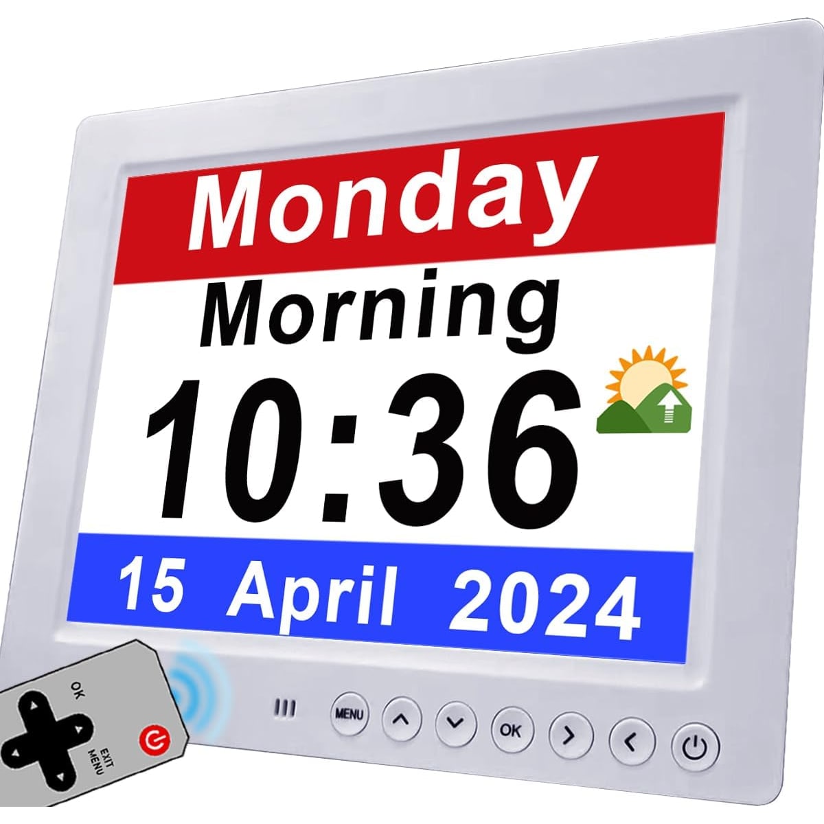 Digital Clock Seconds Electronic Wall Calendar Day with Large Display and Remote for Seniors