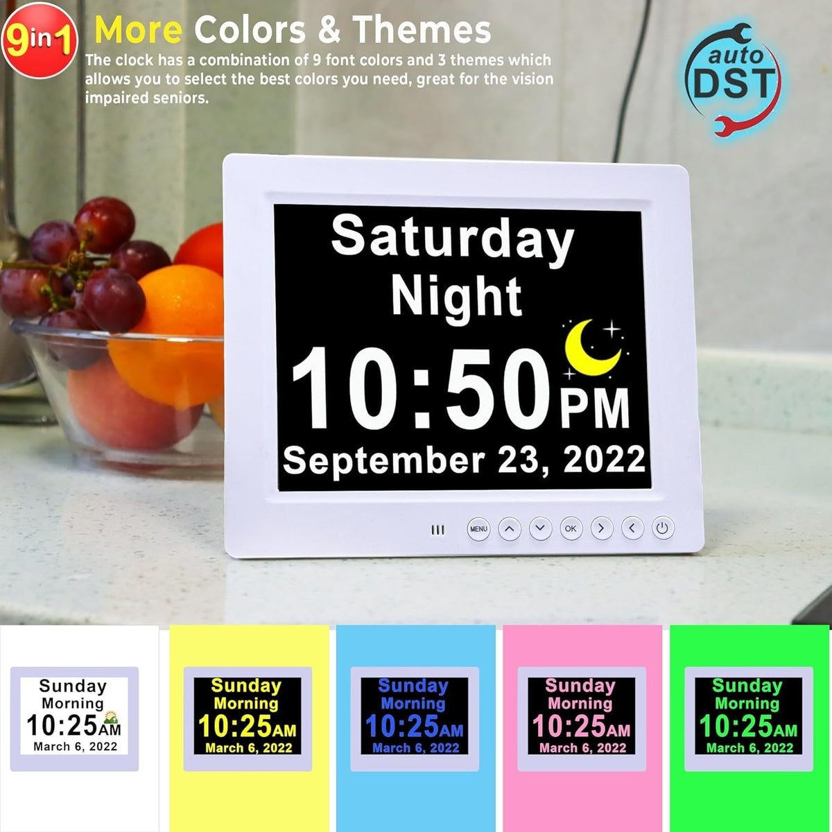 Digital Clock Seconds Electronic Wall Calendar Day with Large Display and Remote for Seniors