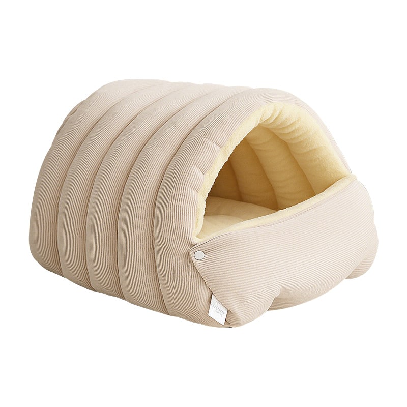 Dog and Cat Cave Bed with Corduroy Fleece Lining and Memory Foam