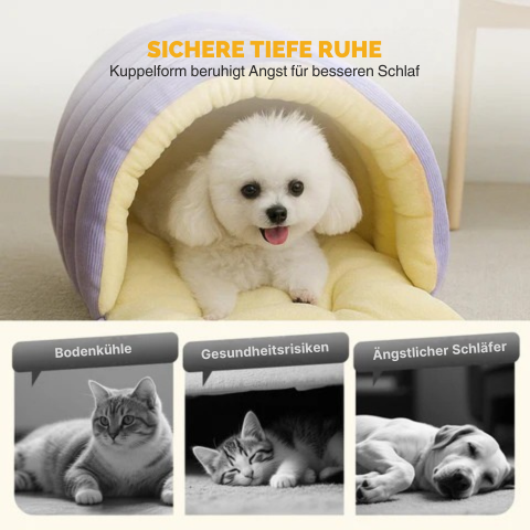 Dog and Cat Cave Bed with Corduroy Fleece Lining and Memory Foam