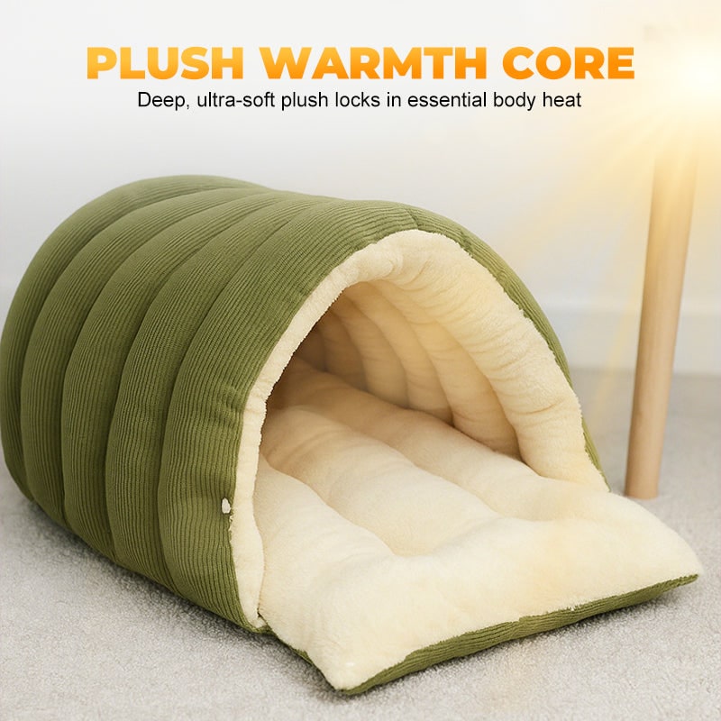 Dog and Cat Cave Bed with Corduroy Fleece Lining and Memory Foam