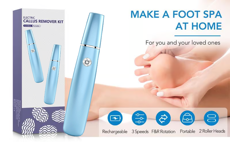 Electric Foot File and Callus Remover with Rechargeable Roller Head
