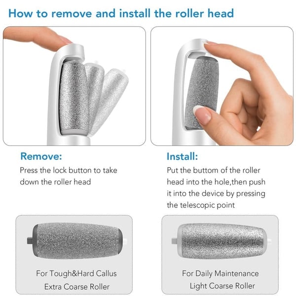 Electric Foot File and Callus Remover with Rechargeable Roller Head