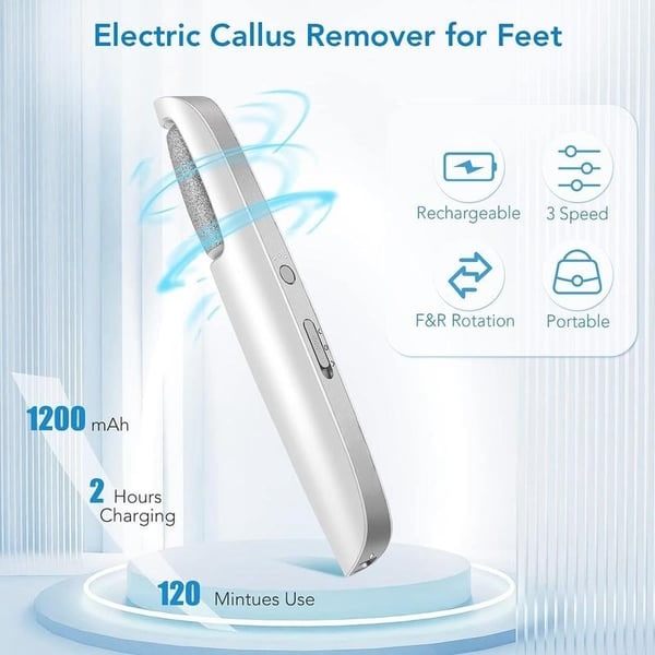 Electric Foot File and Callus Remover with Rechargeable Roller Head